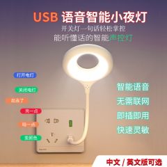 人工智能语音控制USB小夜灯声控感应卧室床头台灯睡眠伴侣小夜灯
